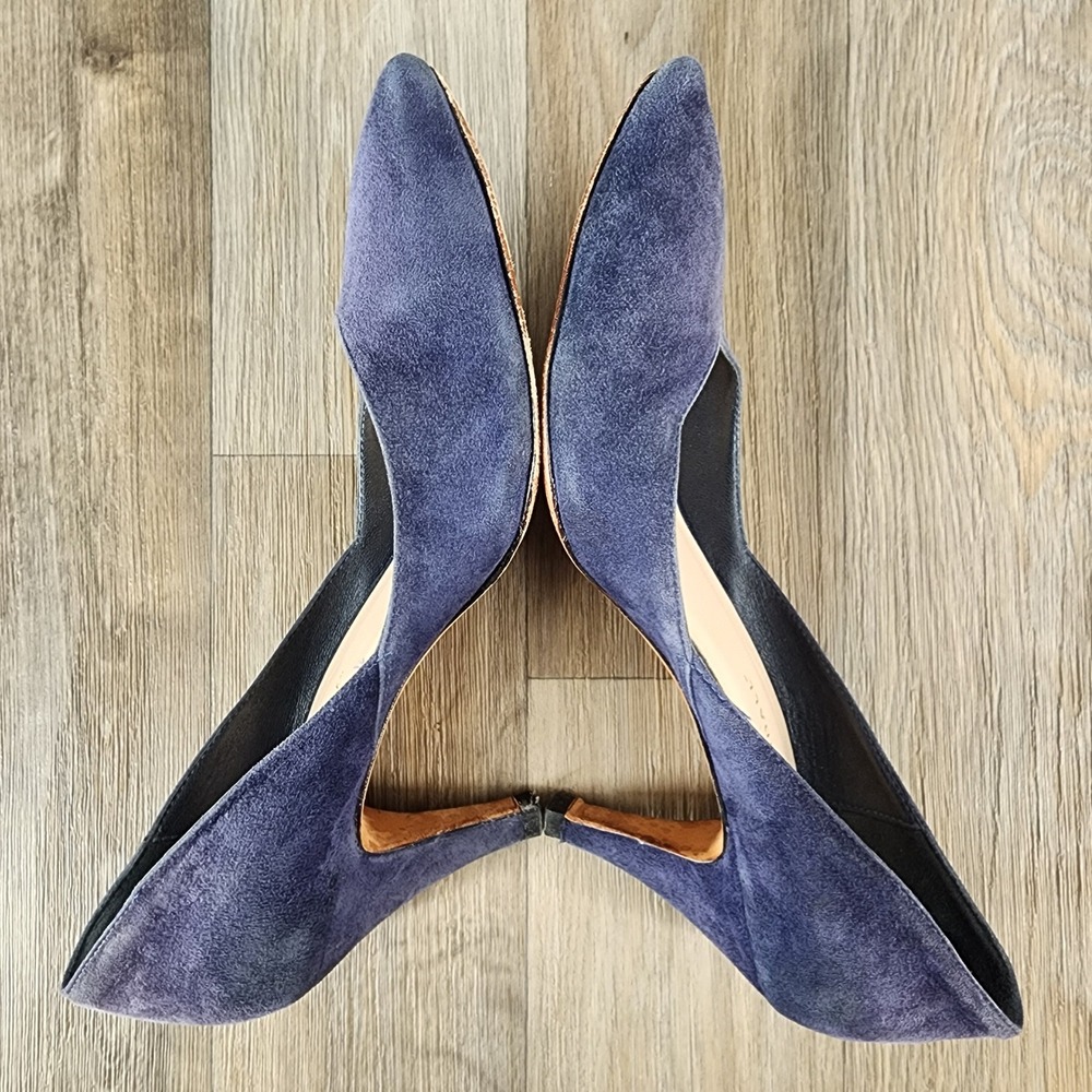 Loeffler‎ Randall 8.5 Blue Suede Pointed Toe Heels Pumps Classic Dress Shoes - Picture 7 of 11